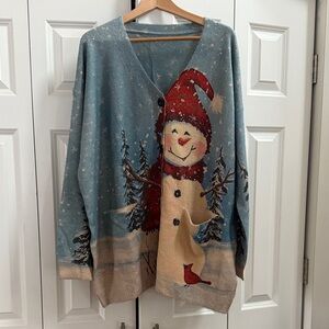 Festive Snowman Cardigan Sweater